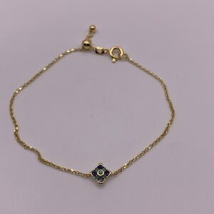 New PAJ 925 Sterling Silver gold plated tanzanite turquoise adjustable bracelet